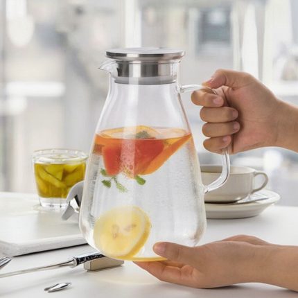 2190ml Borosilicate Stainless Steel Water Pitcher Cutlery Large Milk Glass Jug for Tea Pots Kettles Drinkware Cup