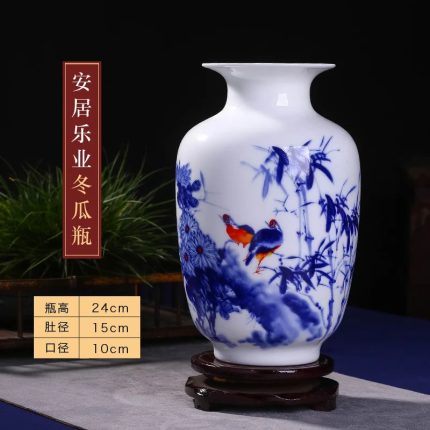 Decal Ceramic Floor Stand Vase, Painted Flower Arrangement,Closet Ornaments