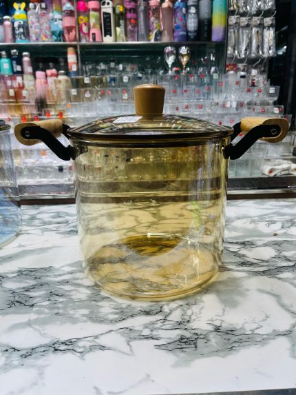 5.5L Big Size Transparent Clear Double-Ear Cooking Pot Borosilicate Direct Heating Glass Cooking Pot