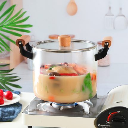 Heat Resistant Thickening High Borosilicate Glass Cooking Pot with Cover Lid 4.5 litter